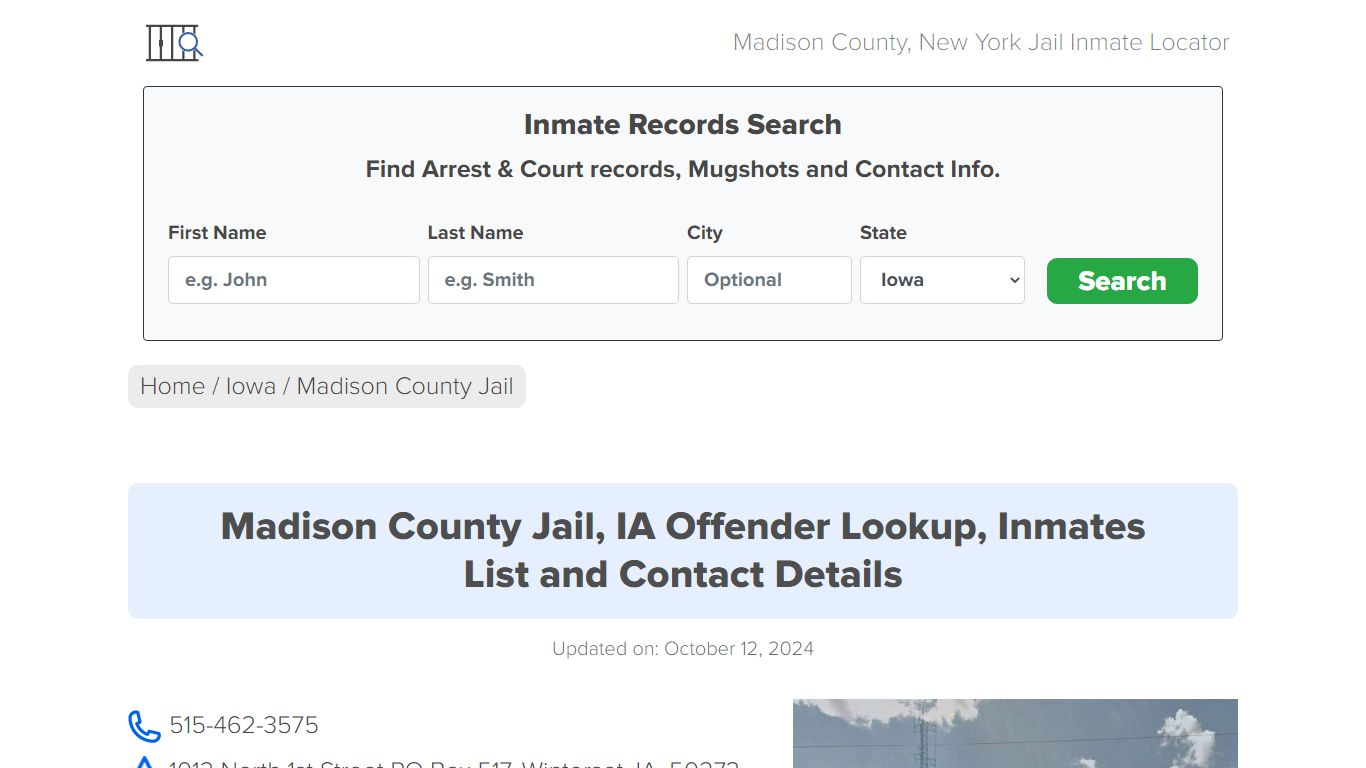 Madison County Jail, IA Offender Locator, Inmate Roster