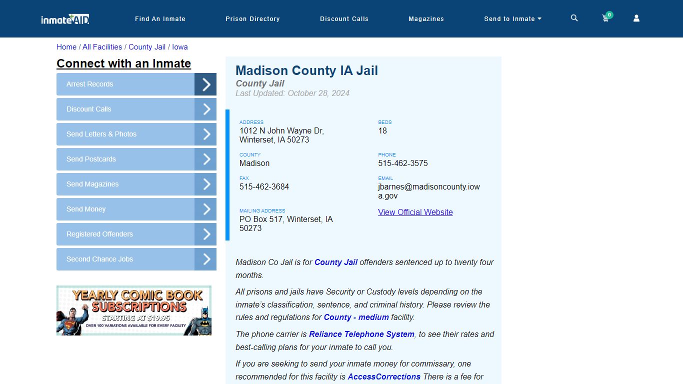 Madison County IA Jail - Inmate Locator